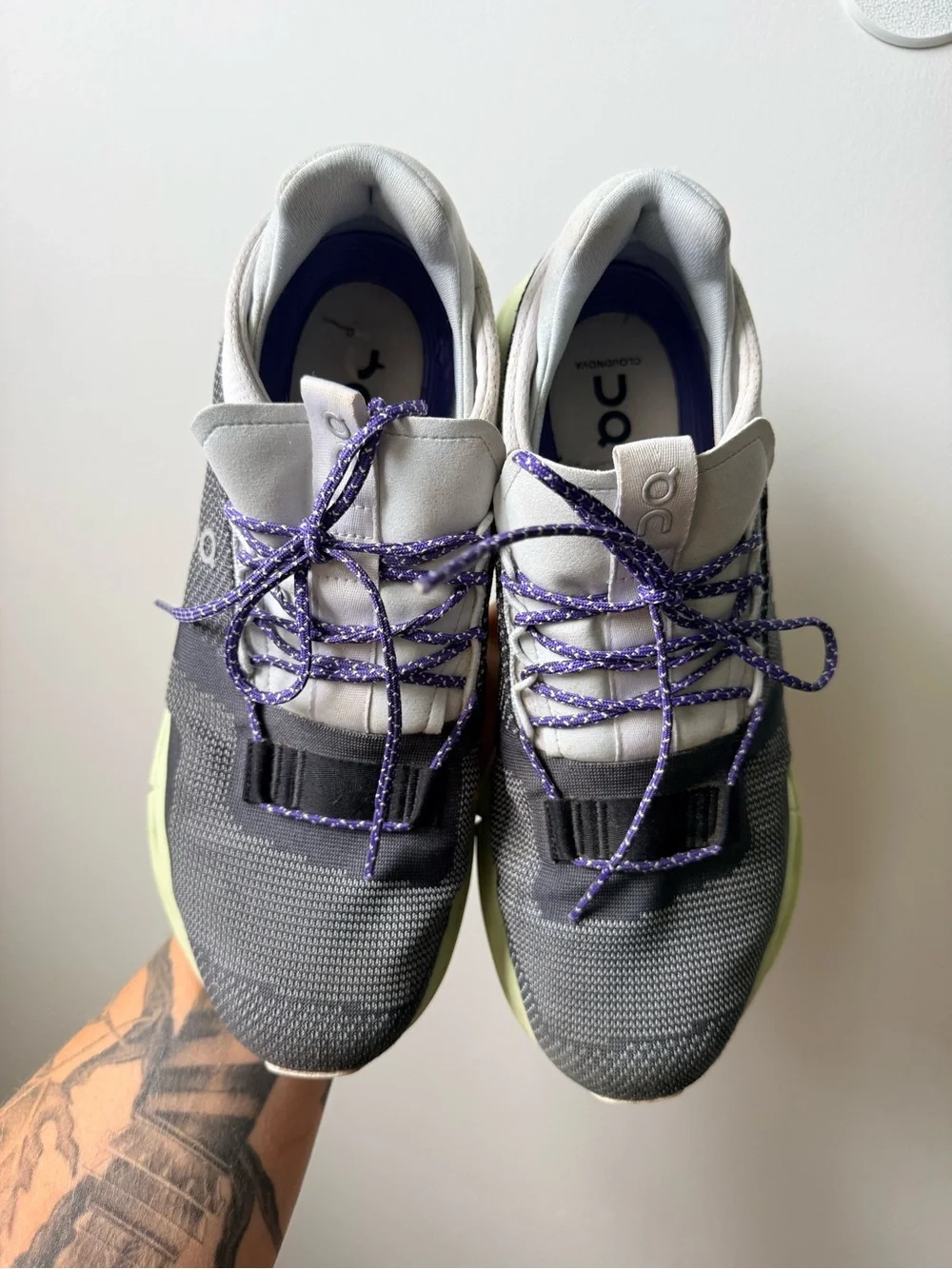 On Cloudrunning Men's Athletic Shoes in Black & Light Green